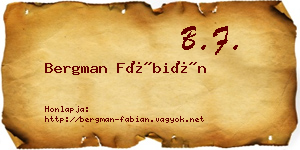 Bergman Fábián névjegykártya